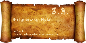 Bulyovszky Máté névjegykártya